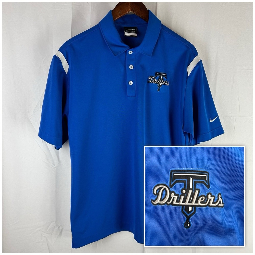 Tulsa Drillers Nike Dri Fit‎ Polo Shirt Men's Medium Blue Minor League Baseball